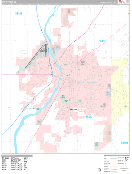 Idaho Falls City Digital Map Premium Style